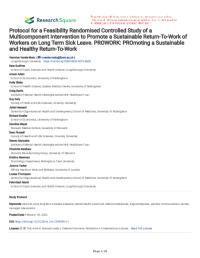 Protocol For A Feasibility Randomised Controlled Study Of A Multicomponent Intervention To Promote A Sustainable Return-To-Work Of Workers On Long Term Sick Leave