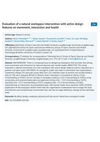 Evaluation Of A Natural Workspace Intervention With Active Design Features On Movement, Interaction And Health