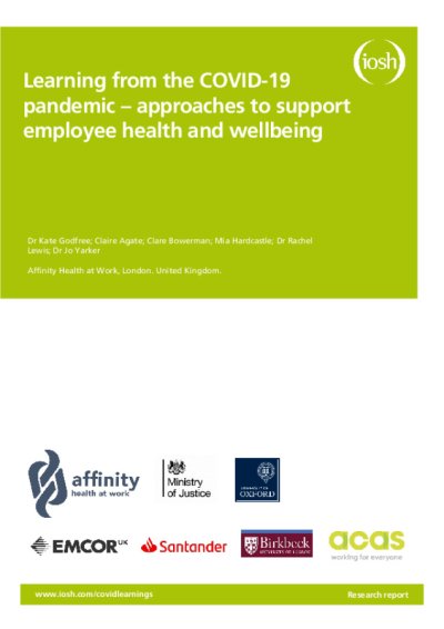 Learnings From The Covid-19 Pandemic: Approaches To Support Employee Health And Wellbeing
