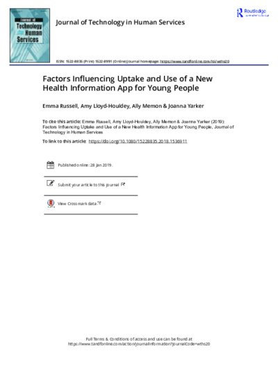 Factors Influencing Uptake And Use Of A New Health Information App For Young People